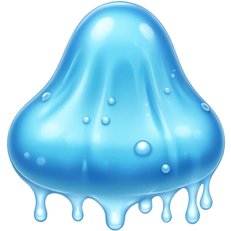 Cinematic Realistic Clear Blue Slime, glossy and translucent with a soft blue hue, light reflecting off its smooth surface, subtle bubbles trapped inside, slightly jiggling with movement, delicate highlights enhancing its wet and squishy texture, glowing with a soft, magical aura. emoji