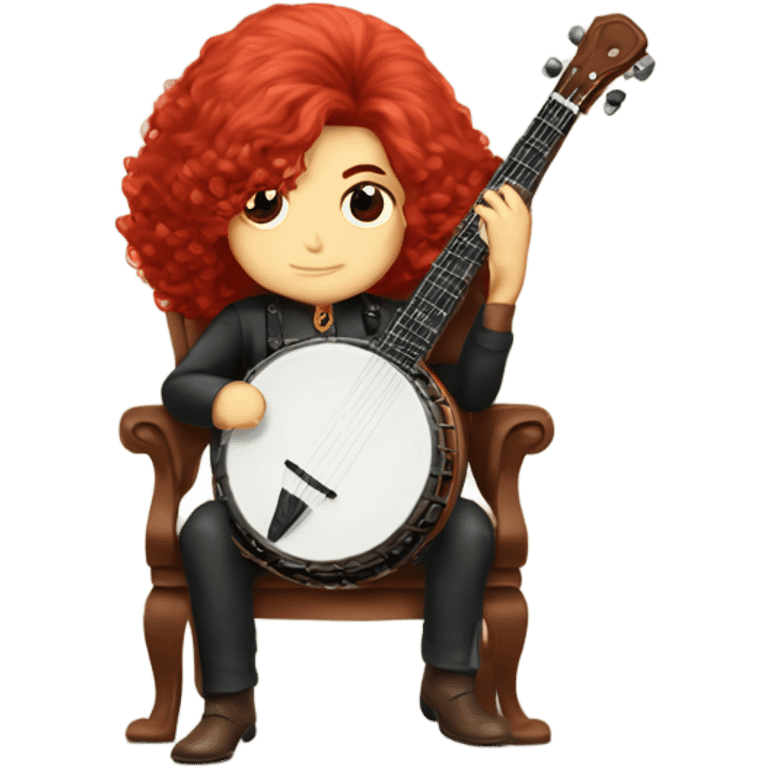 Vivaldi Red haired wig chibi sitting chair banjo emoji