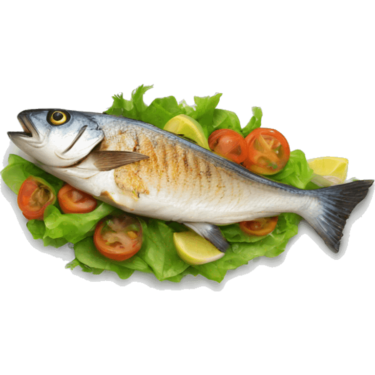 Grilled fish with salad emoji