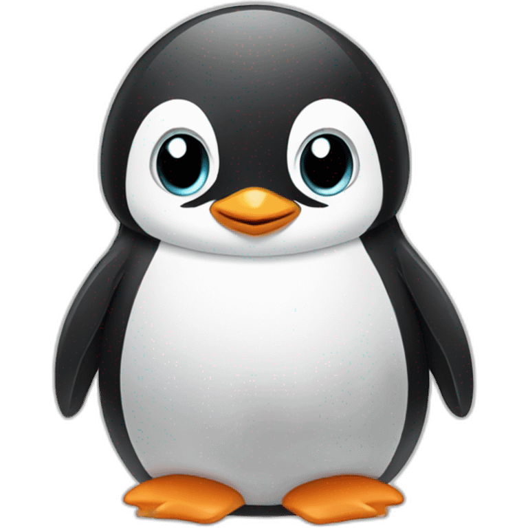 a computer screen showing a cute baby penguin emoji