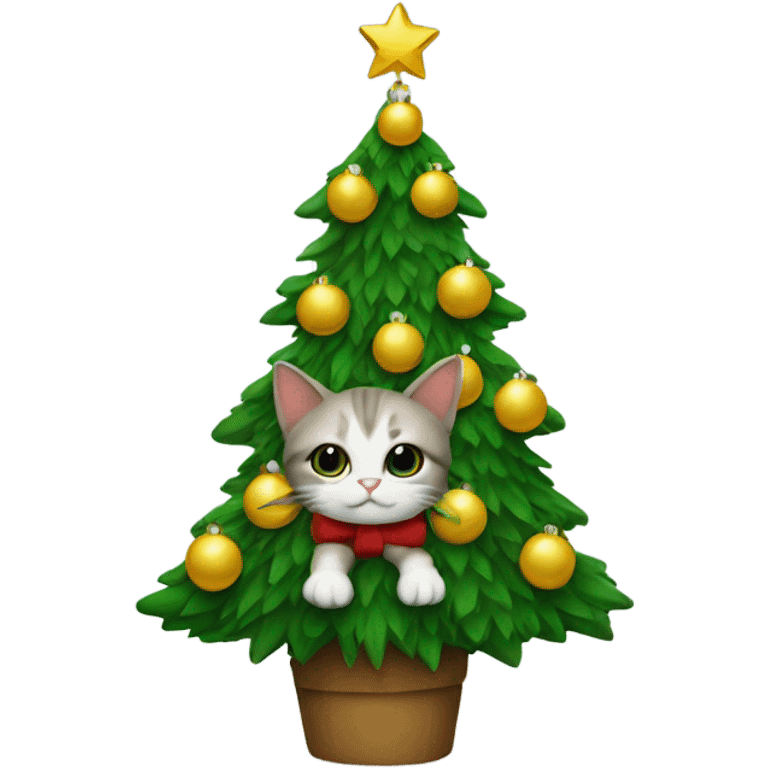 Cat christmas tree emoji