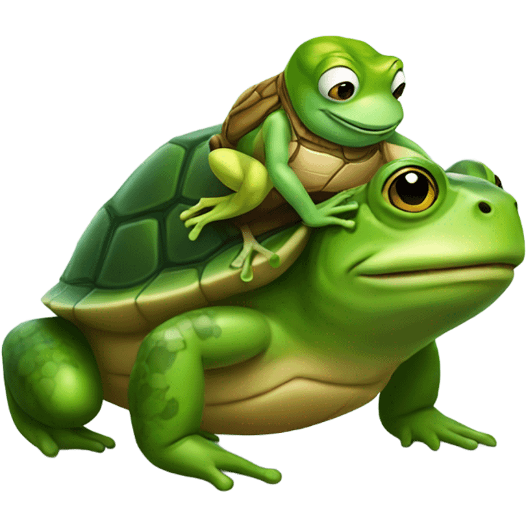 frog riding a turtle emoji