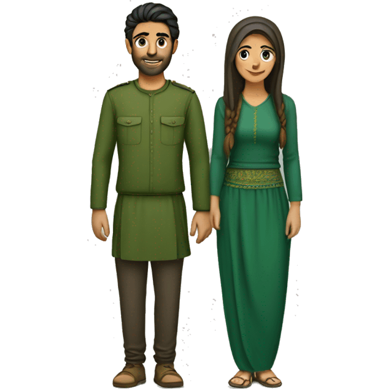 Kurdish couple, green clothes  emoji