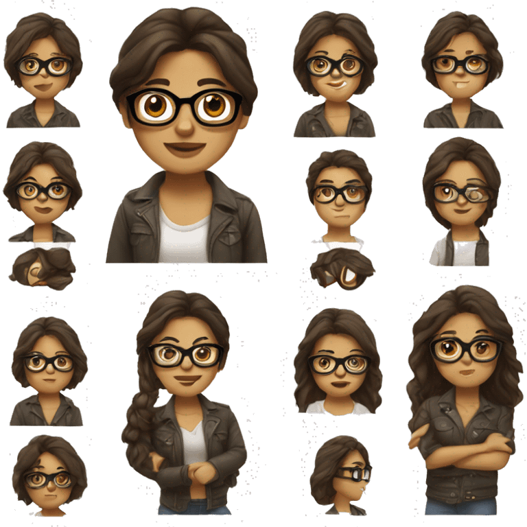 fille brune et des lunettes emoji