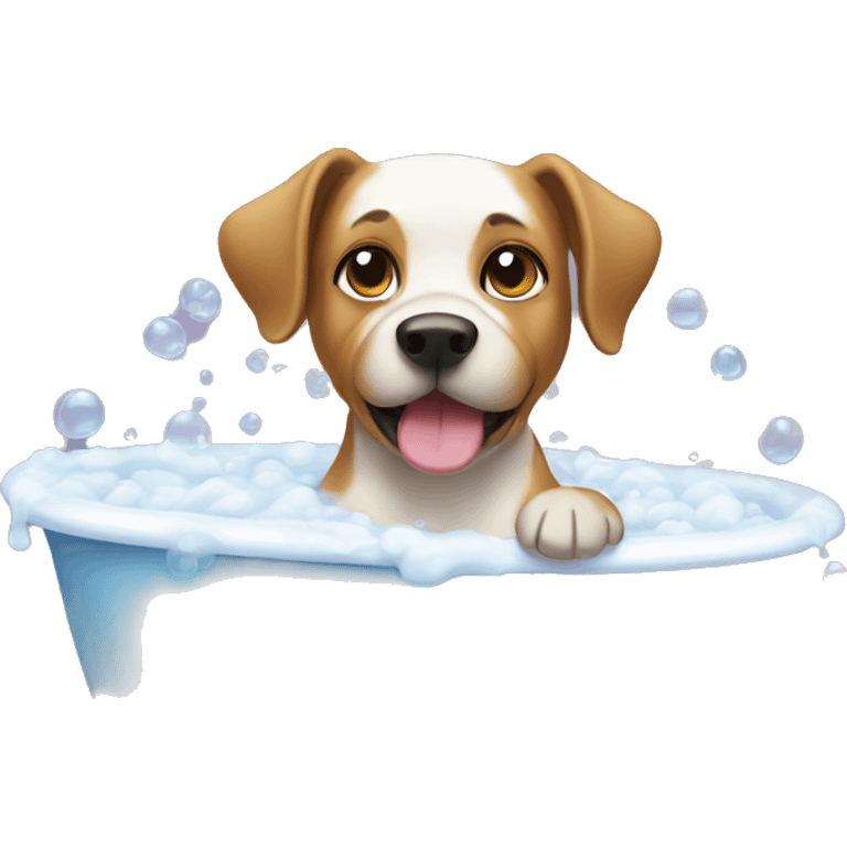 Dog in bubble bath emoji