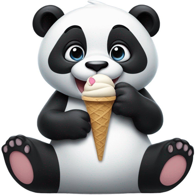 Panda eating ice cream emoji