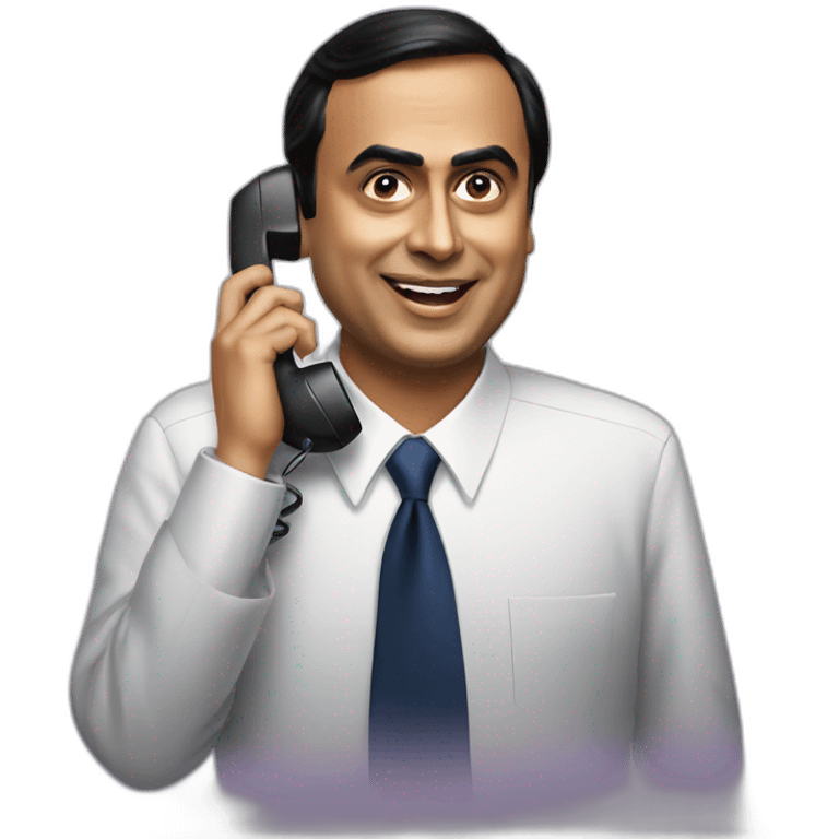 Mukesh Ambani talking on Phone emoji