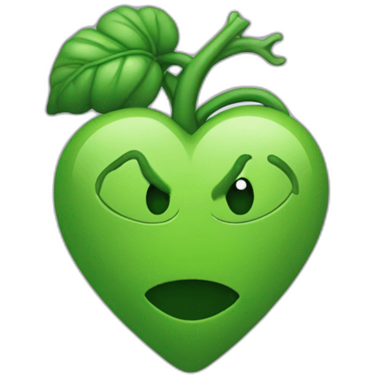 coeur vert avec un petit cerveau a l'intérieur emoji