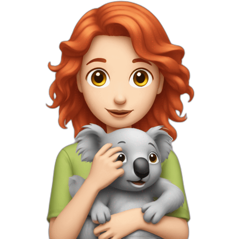 Red hair girl petting her koala emoji