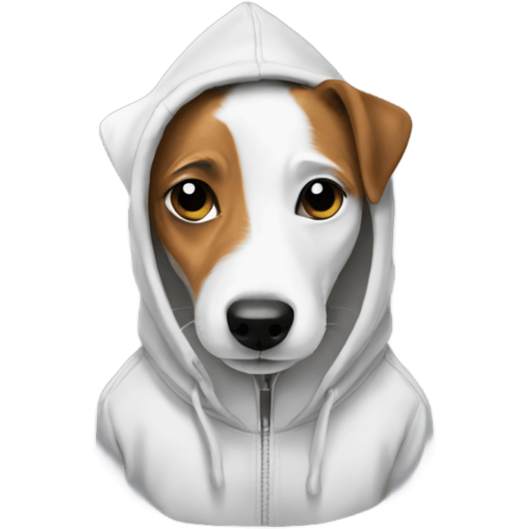 Jack Russell dog wearing hoodie emoji