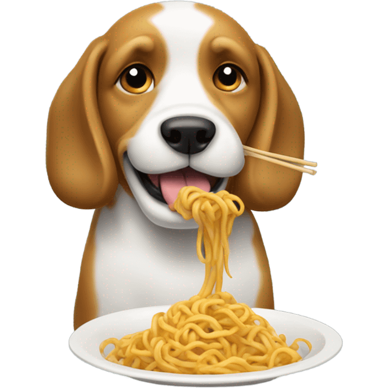 dog eating a noodle on a beach in romania  emoji