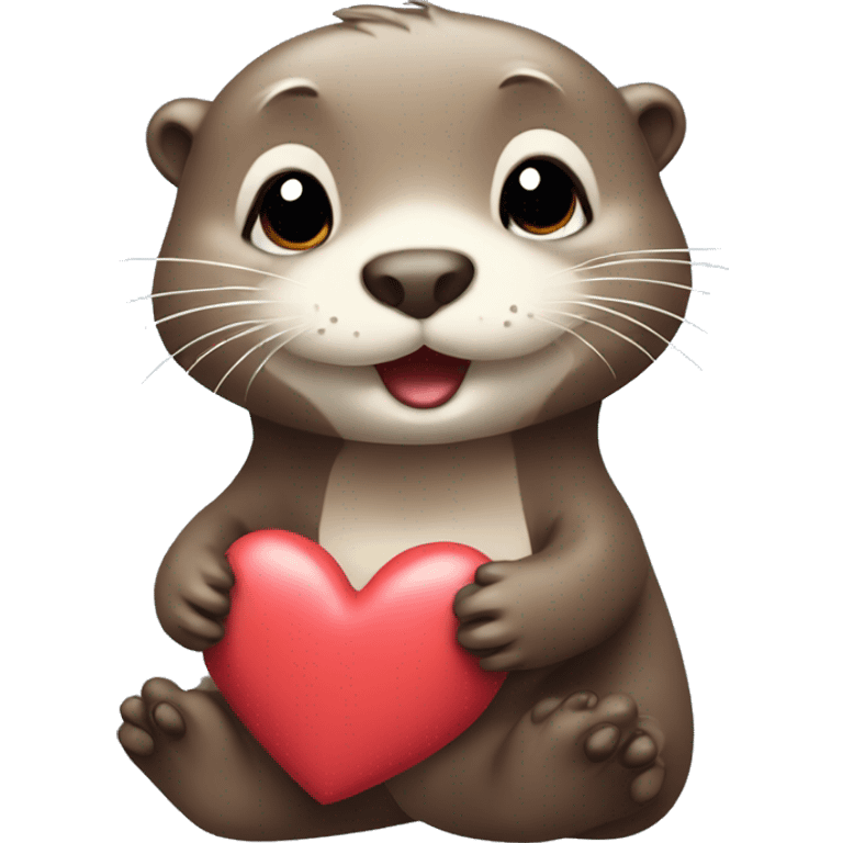 Cute otter in love with hearts emoji