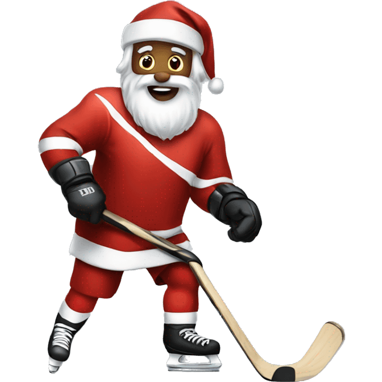 Santa playing hockey emoji