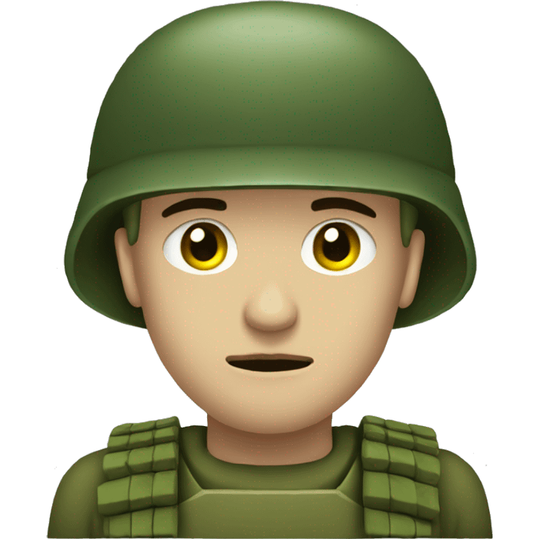 sad soldier with pixelised green hel emoji