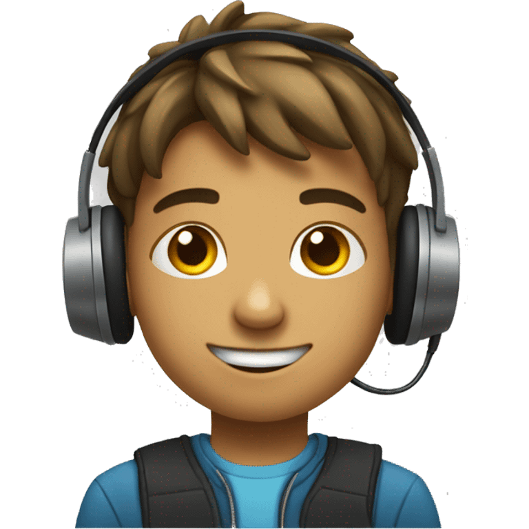 young programmer boy with headphones emoji