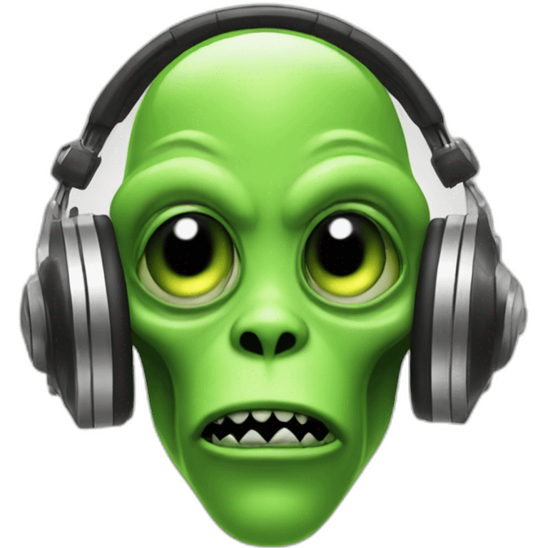 a dj alien with ear plug emoji