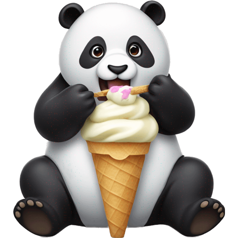 Panda eating ice cream emoji