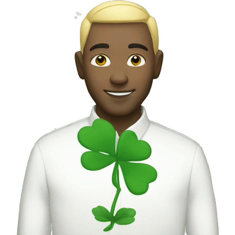 white man with clover emoji