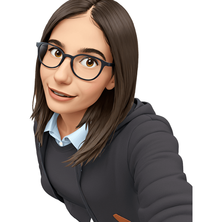 smiling girl outdoors with glasses emoji