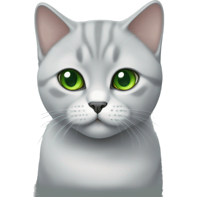 British shorthair cat with green eyes emoji