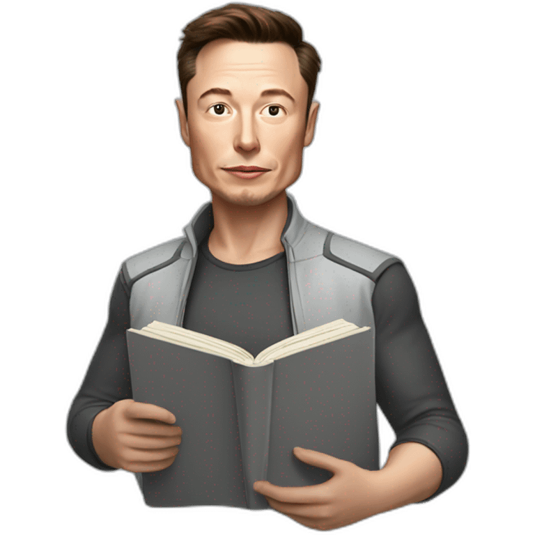 elon musk wearing sports cloth and reading book emoji