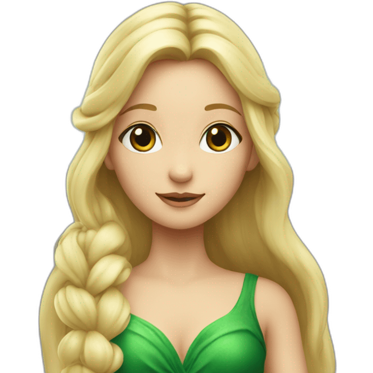 Fairy with long blond hair and green long dress emoji