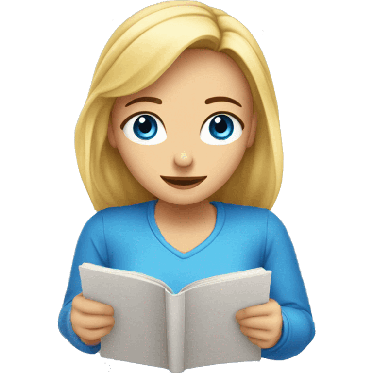 quiero un emoji de una chica rubia de ojos azules leyendo emoji