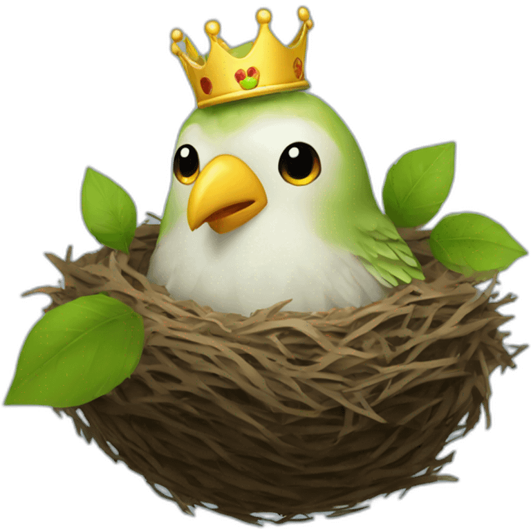 Birdy with crown in nest emoji