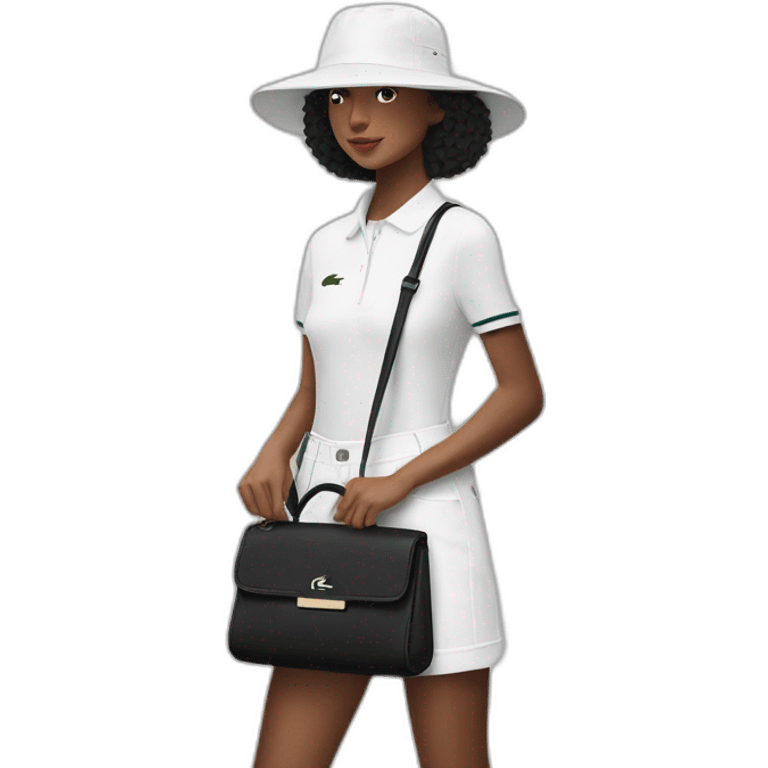 Lacoste bag girl with black lacoste hat emoji