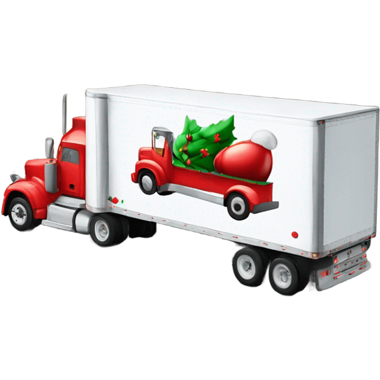 Semi trailer truck with Santa on top emoji