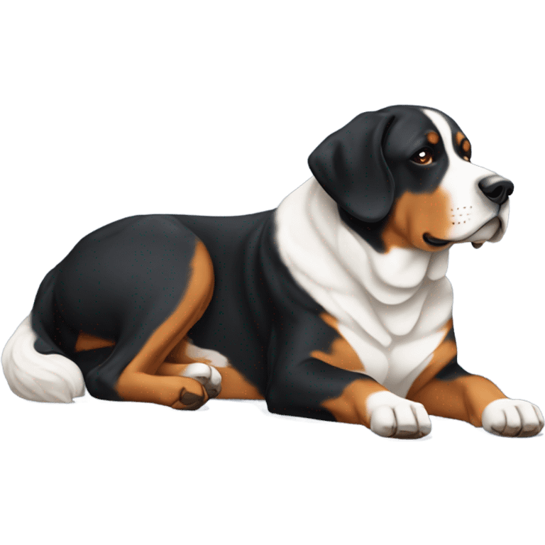 Swiss mountain dog laying on side emoji