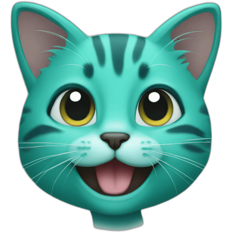 happy teal kitten face emoji