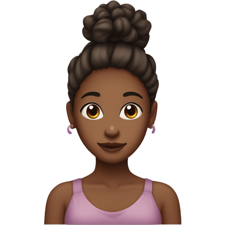 Black girl with brown eyes and coily hair in a bun with scrunchies emoji