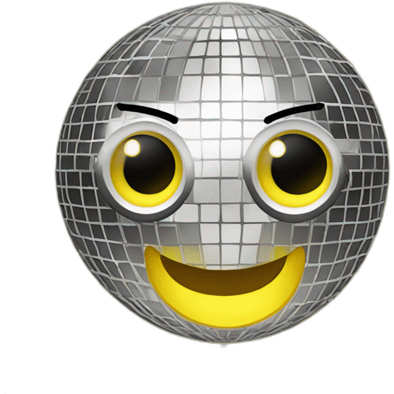 Disco ball with shining yellow sparkle left eye emoji