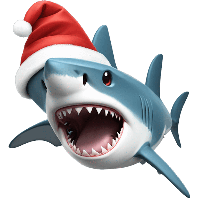 Shark with santa hat emoji