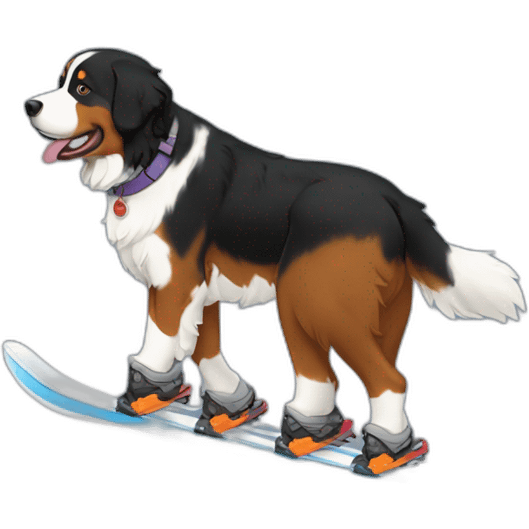 Bernese mountain dog skiing boots emoji