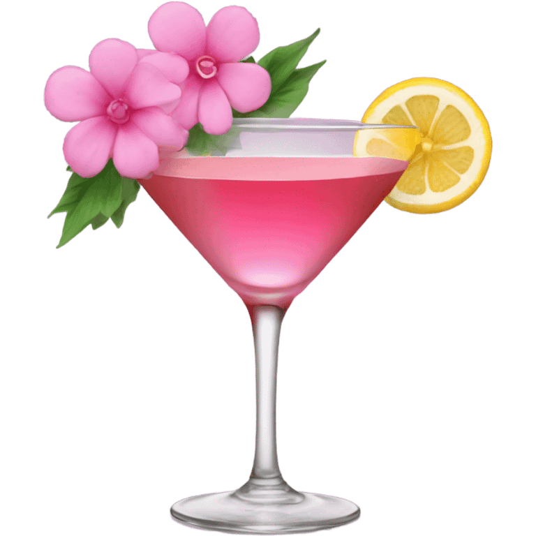 Cocktail with pink flowers emoji