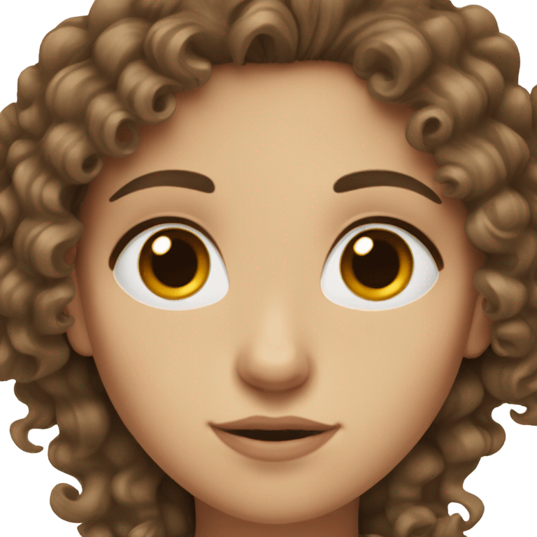 A white girl with brown curly hair and brown eyes ( low set of eye brows black ) emoji