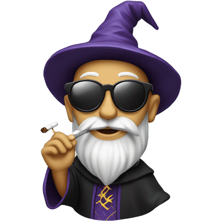 wizard with a cigarette in his mouth and sunglasses emoji