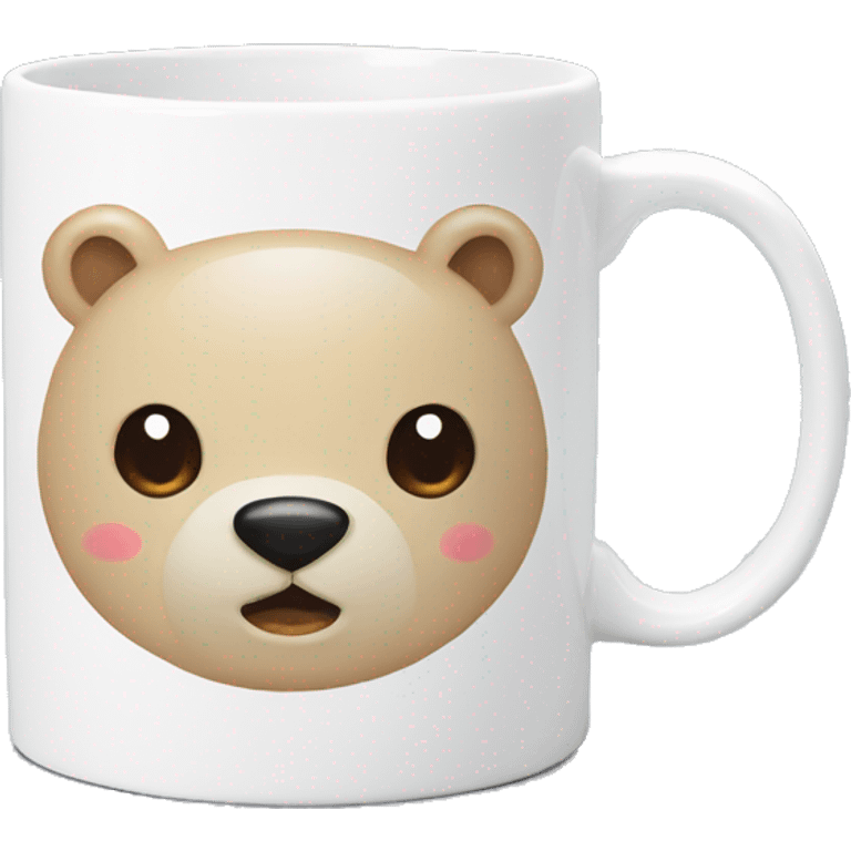 White mug with cute bear prints emoji