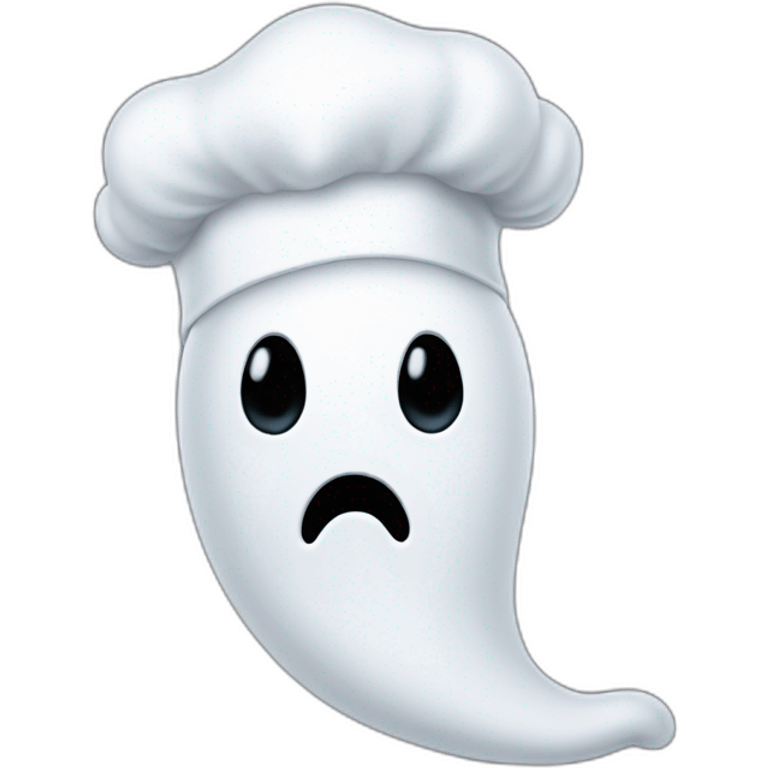 ghost with kissy face wearing chef's hat emoji