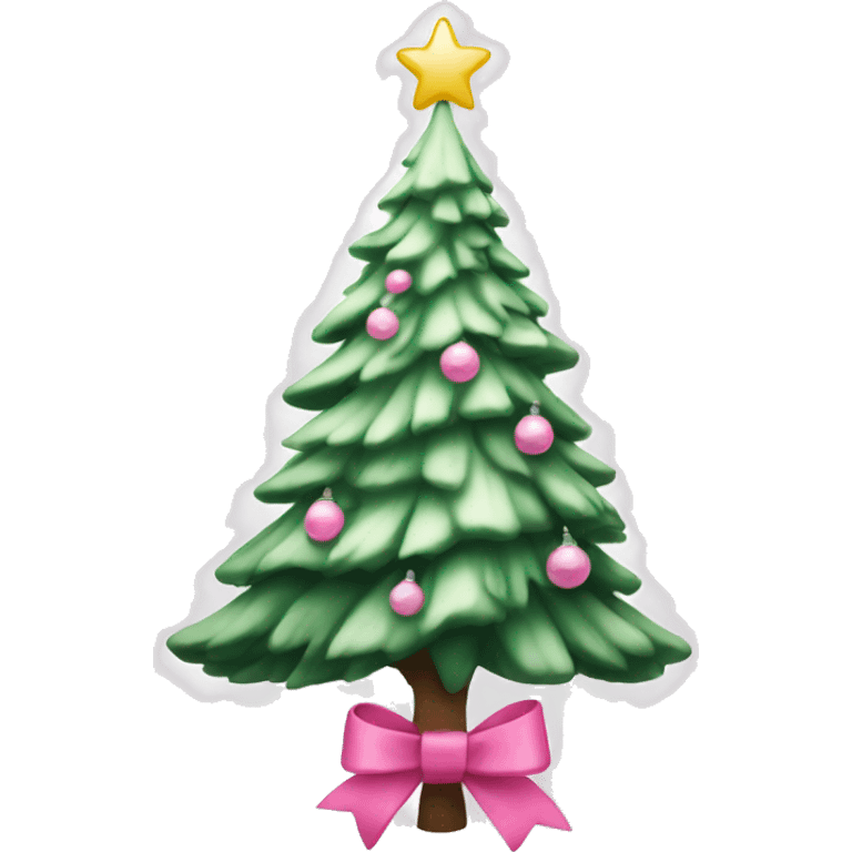 white christmas tree with pink bow emoji