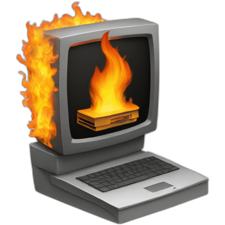 burning computer emoji