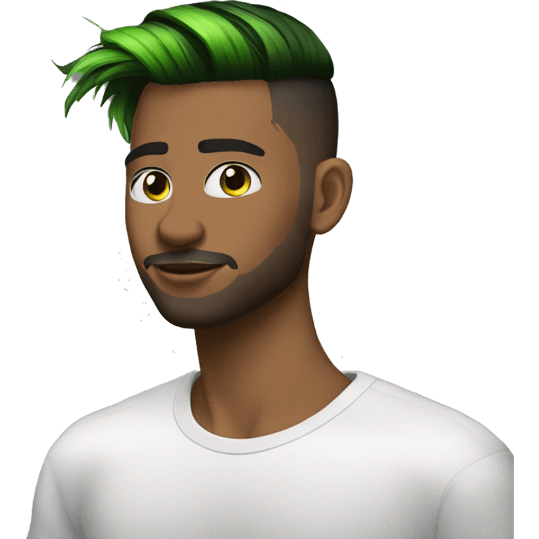 Dj con peinado undercut, cabello negro y ojos verdes emoji