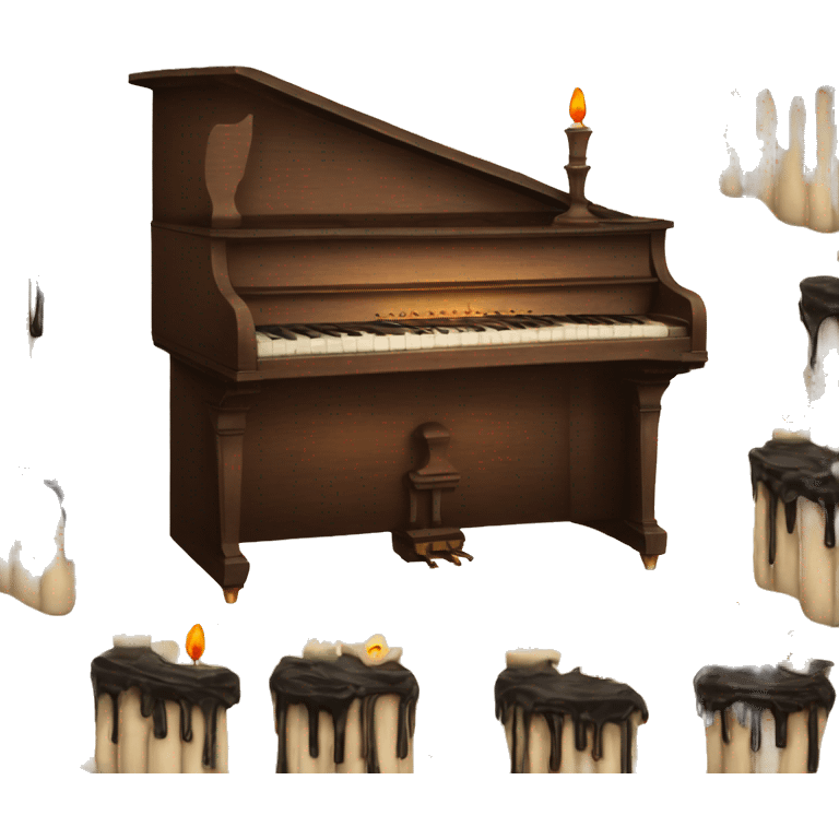 vintage piano with melted candles on top emoji