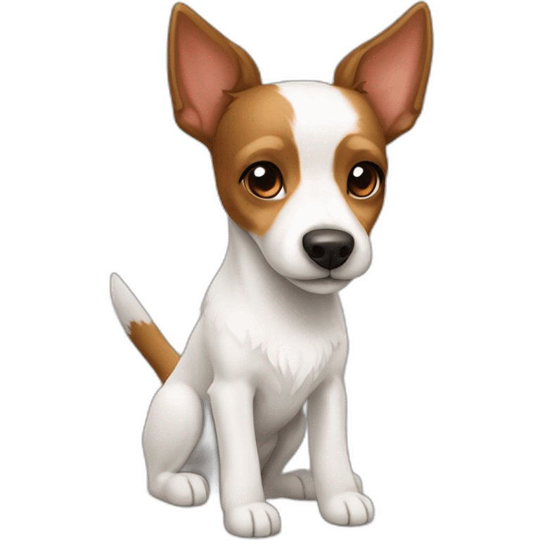 white and brown toy fox terrier with long fur emoji