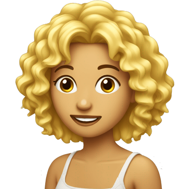 Chica rubia pelo rizado con un árbol de olivo emoji