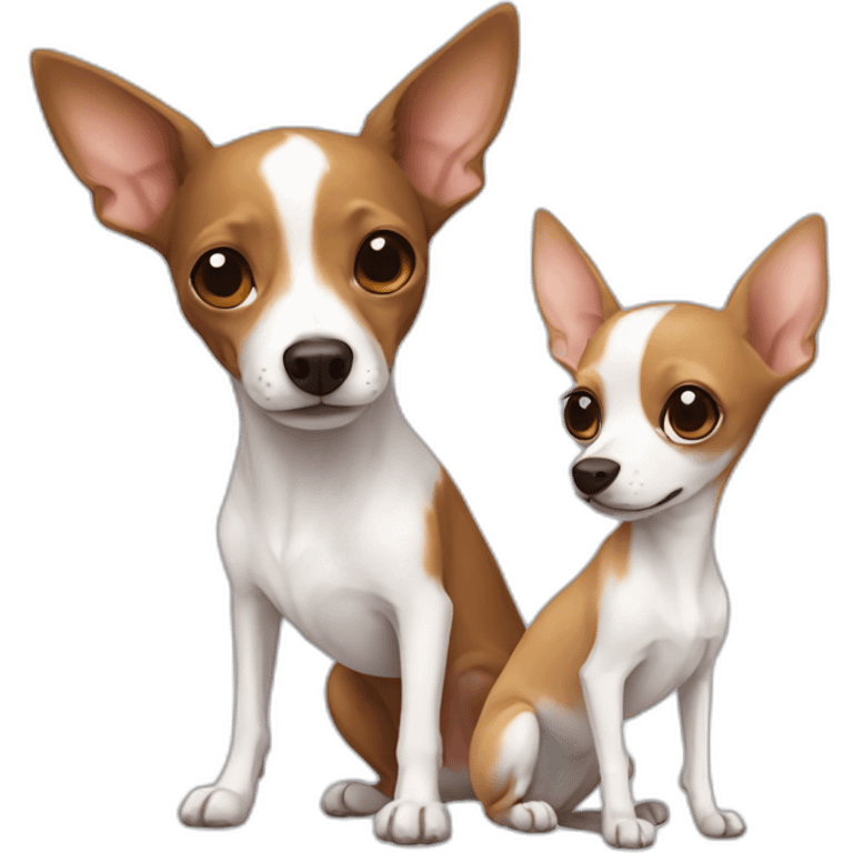 couple brown Podenco and white chihuahua emoji