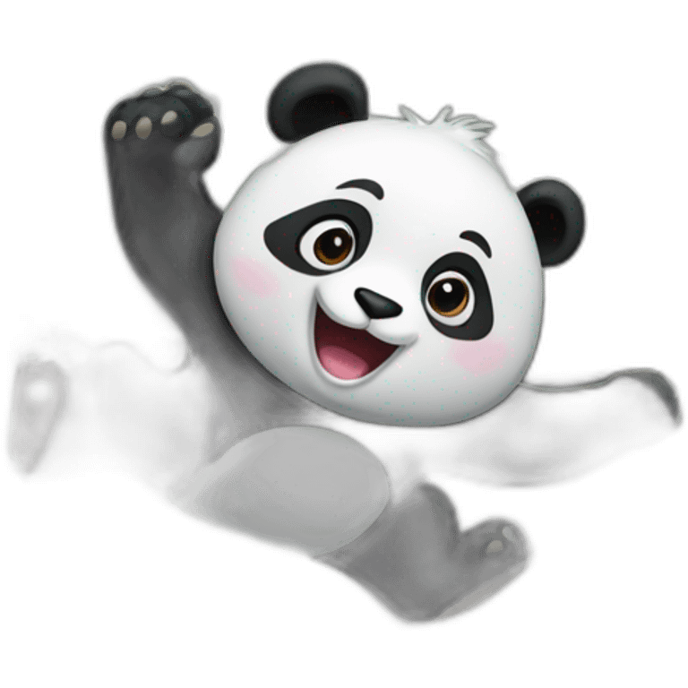 Panda jumping in front of a train emoji