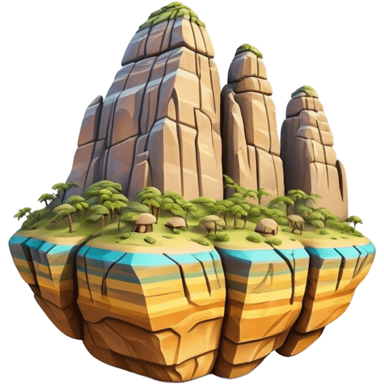 Cinematic Realistic Guatap√© Rock Landmark Emoji, showcasing a vividly colored rock formation with intricate patterns rendered with detailed textures and vibrant, scenic lighting. emoji